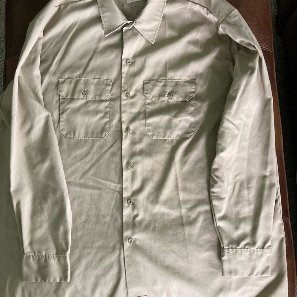 DICKIES Men's Long Sleeve Twill Heavyweight Work Shirt Uniform-Tan Size 3XT